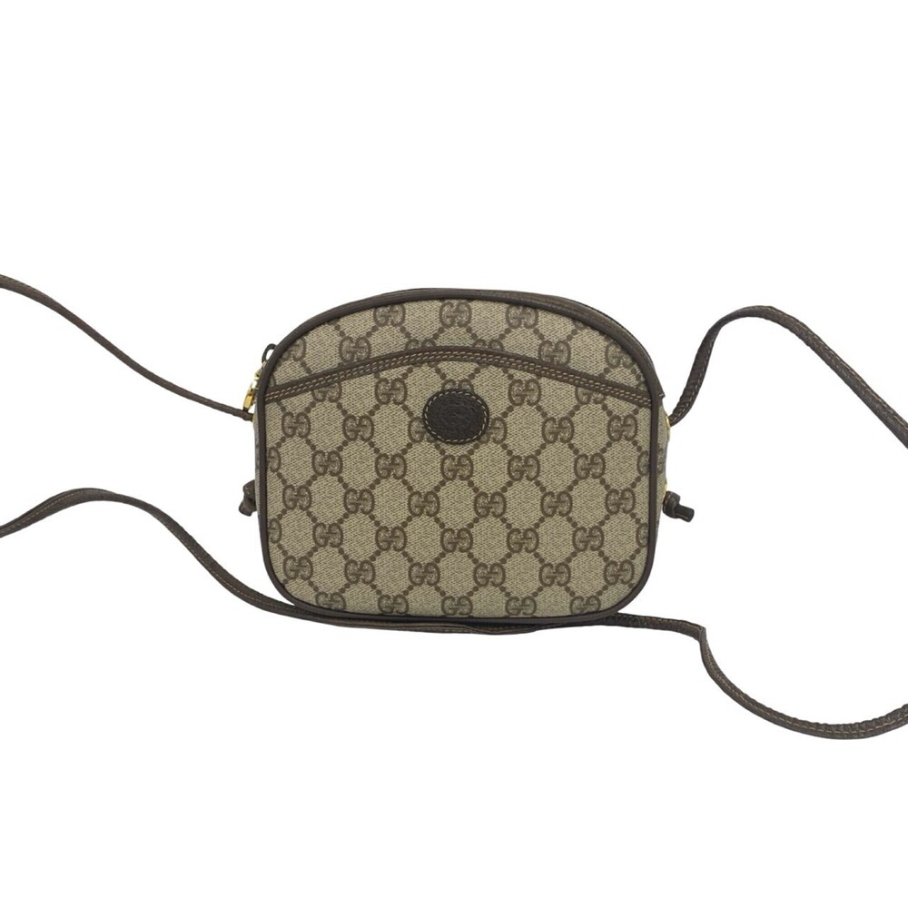 GUCCI Vintage GG Pattern Leather Mini Shoulder Bag/Pouch/Sacoche, Brown, 36198